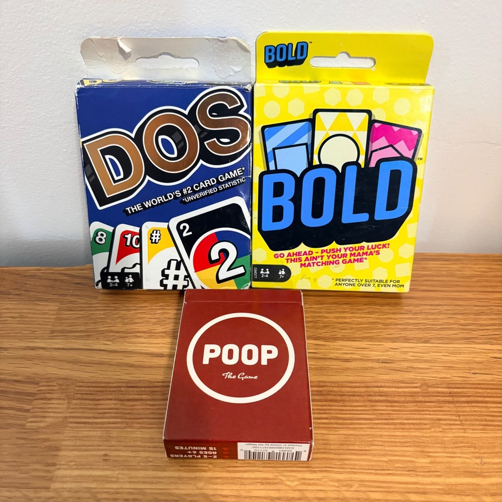 Mattel Ad Magic Card Game Lot DOS FRM36 BOLD GMG77 POOP Kids Family Games Bundle